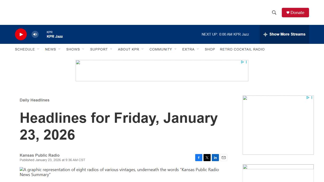 Headlines for Friday, January 23, 2026